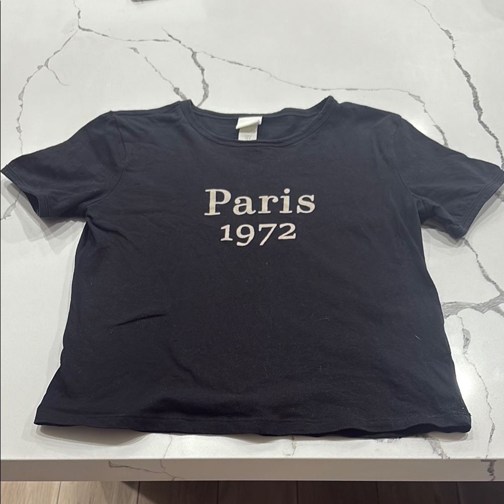 H&M Black Tee with Paris 1972 Print